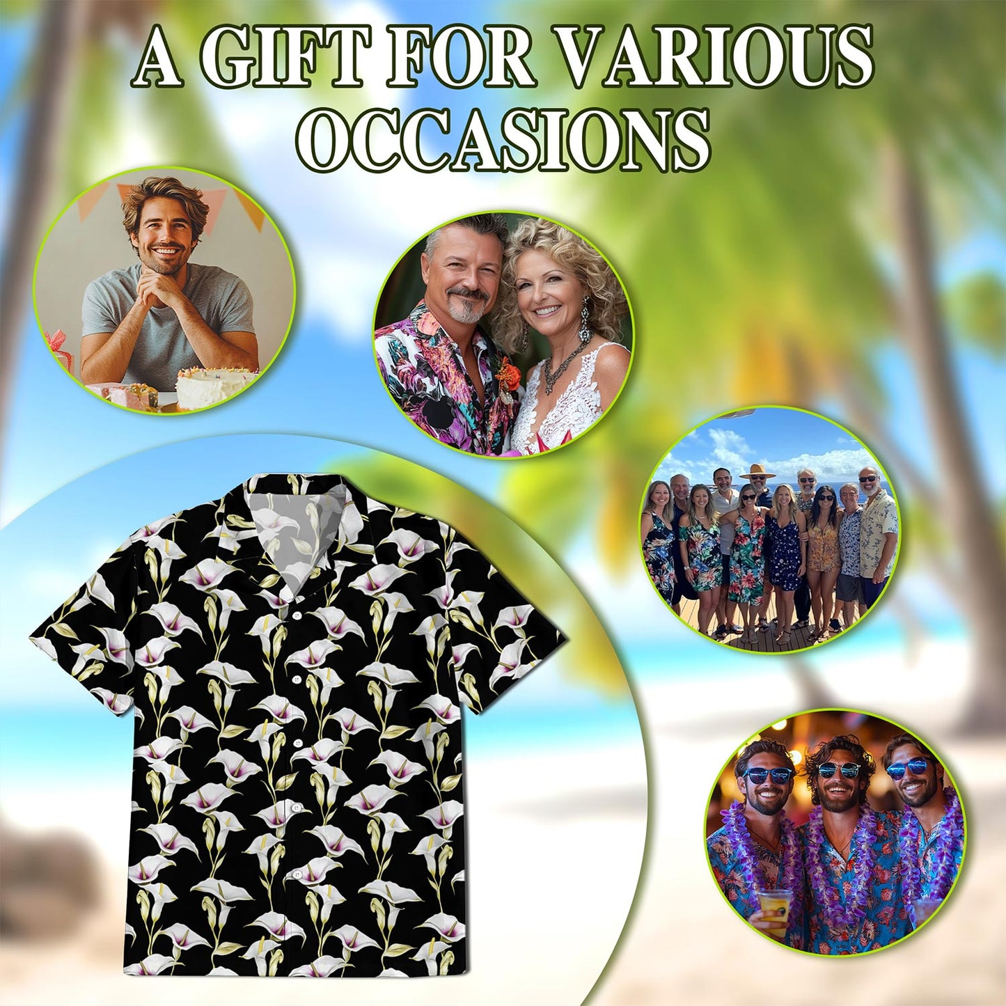 Calla Lily Hawaiian Shirt for Men, Button Down Aloha Shirt - Azhawaiian