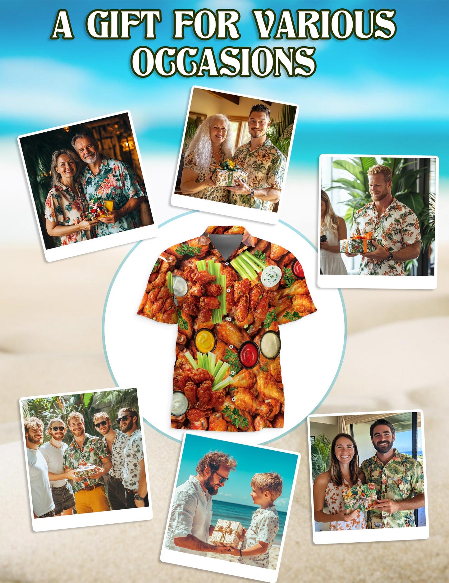 Chicken Wing Hawaiian Shirt for Men, Button Down Aloha Shirt - Azhawaiian