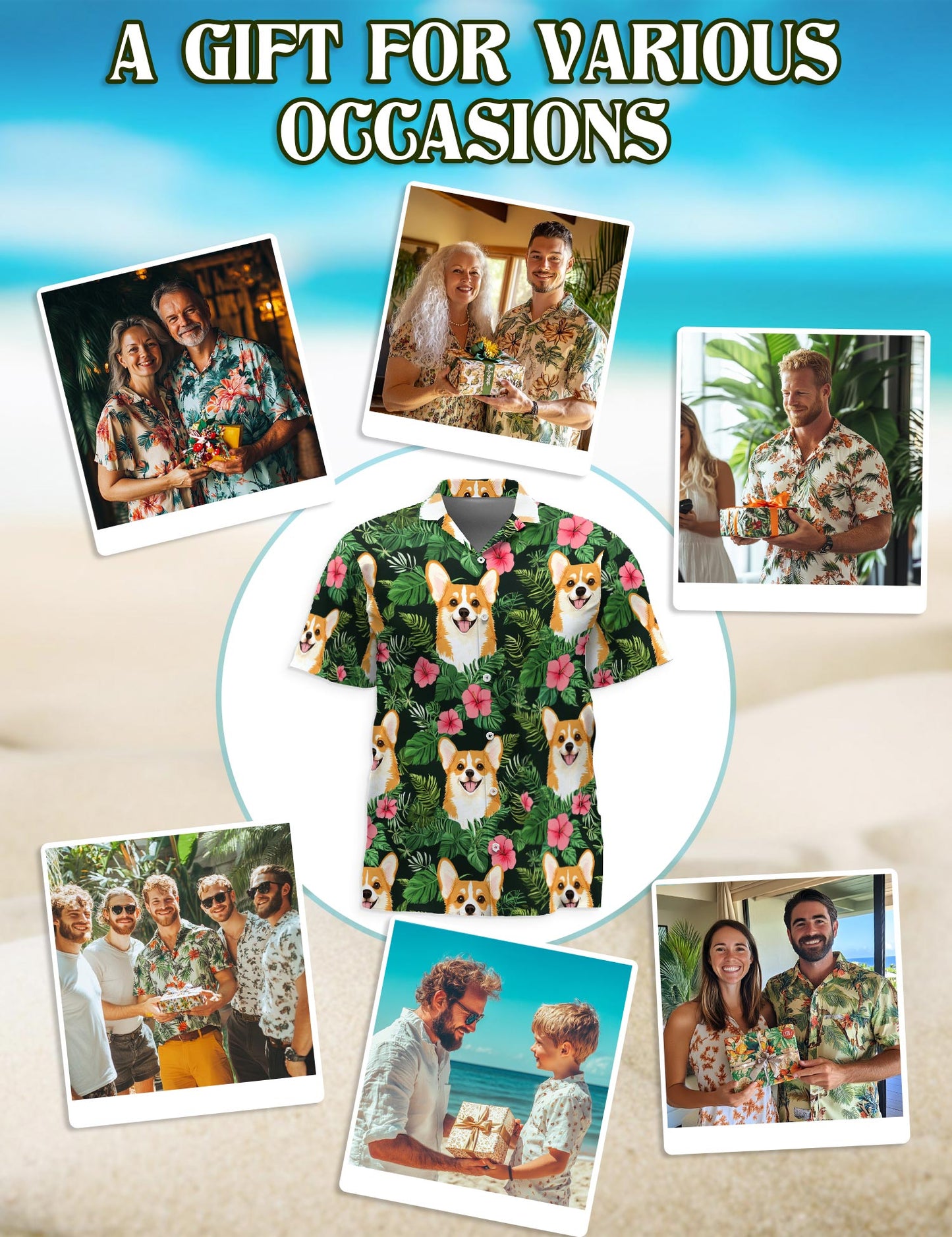 Corgi Summer Hawaiian Shirt for Men, Button Down Aloha Shirt - Azhawaiian