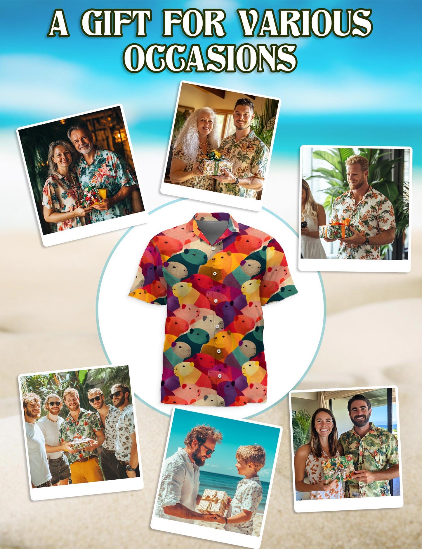 Cute Capybara Hawaiian Shirt for Men, Button Down Aloha Shirt - Azhawaiian