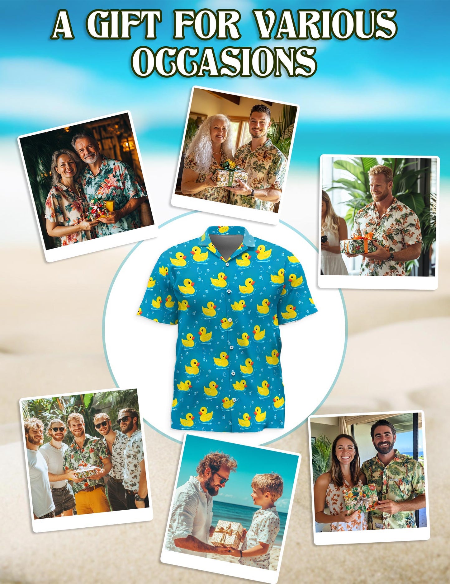 Duck Hawaiian Shirt for Men, Button Down Aloha Shirt - Azhawaiian