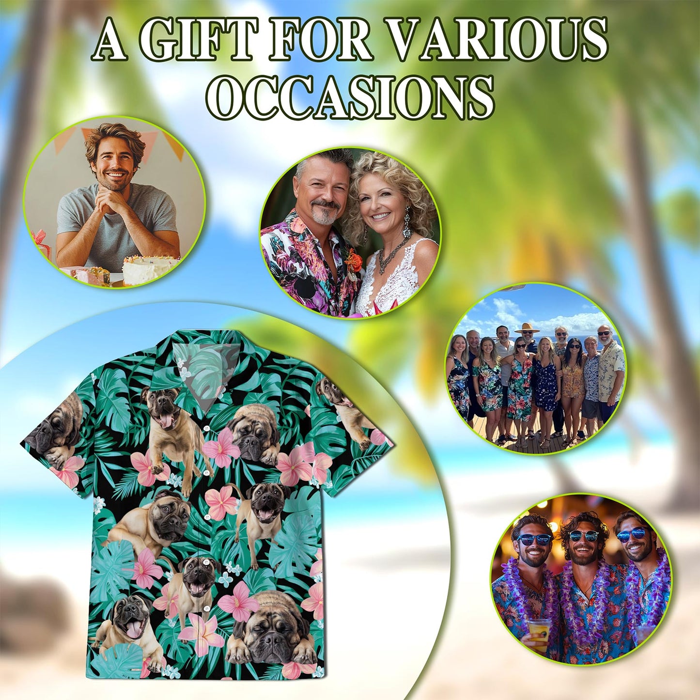 English Mastiff Flower Hawaiian Shirt for Men, Button Down Aloha Shirt - Azhawaiian