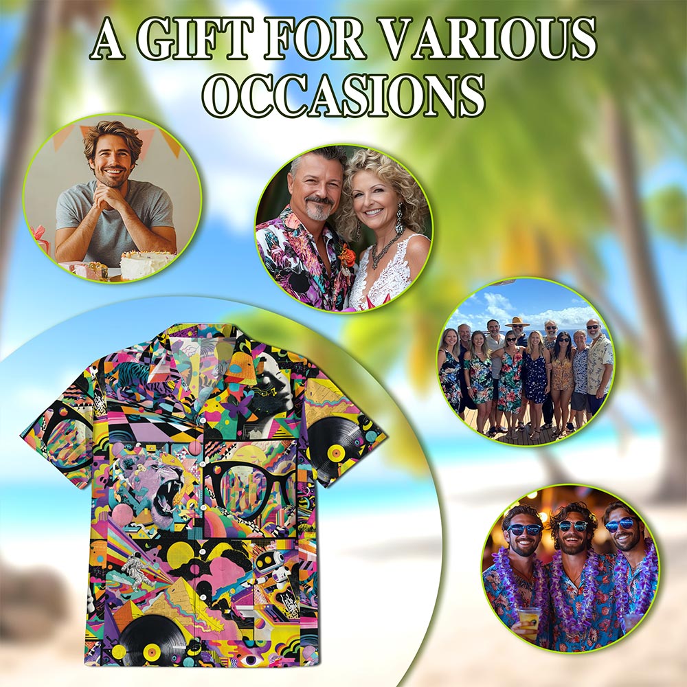 Graffiti Pop Art Hawaiian Shirt for Men, Button Down Aloha Shirt - Azhawaiian