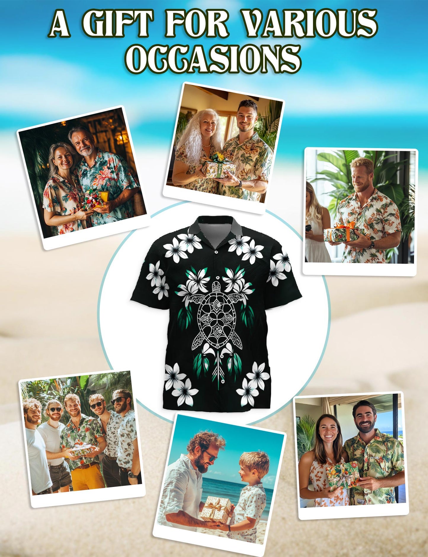 Green Turtle Hawaiian Shirt for Men, Button Down Aloha Shirt - Azhawaiian