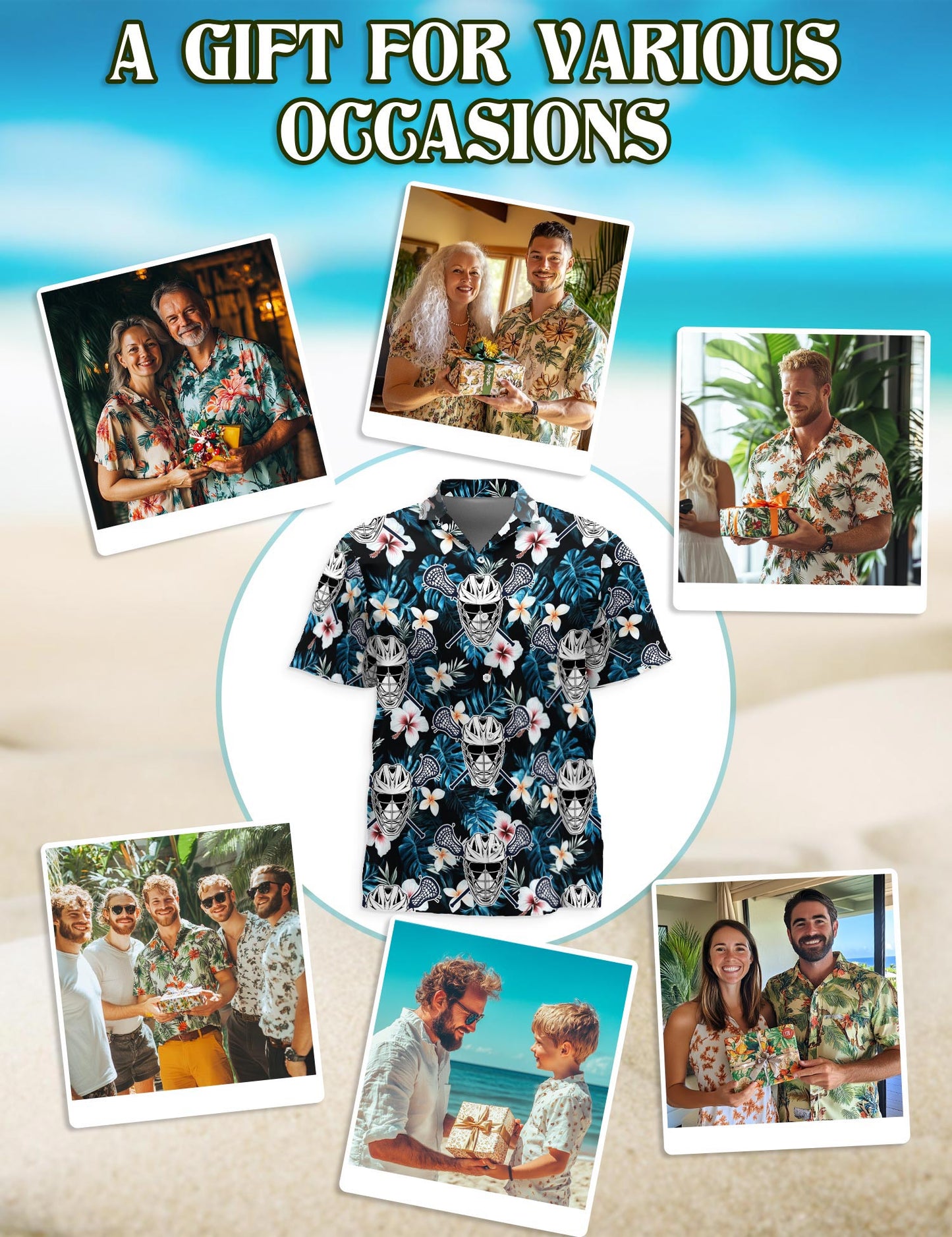 Lacrosse Time Blue Tropical Hawaiian Shirt for Men, Button Down Aloha Shirt - Azhawaiian