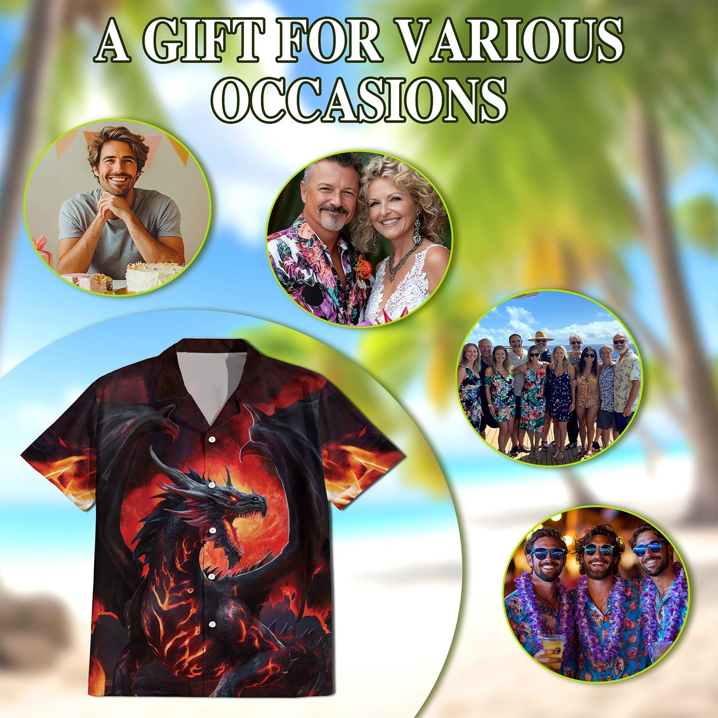 Mythical Dragon Hawaiian Shirt for Men, Button Down Aloha Shirt - Azhawaiian