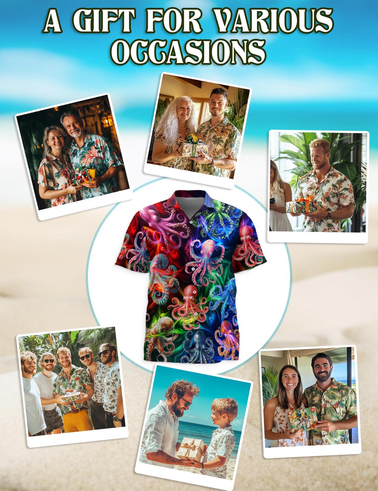 Octopus Hawaiian Shirt for Men, Button Down Aloha Shirt - Azhawaiian