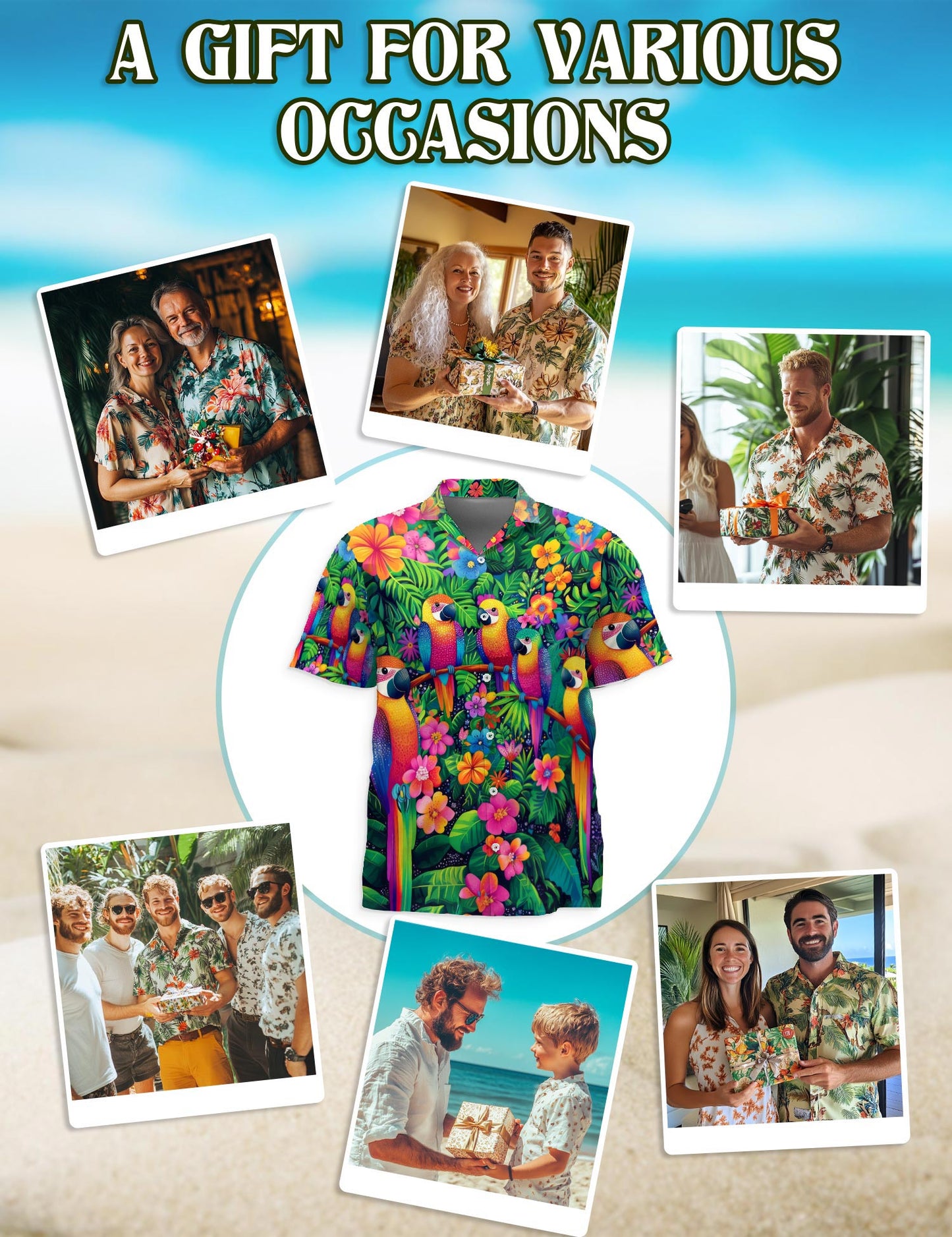 Parrot Hawaiian Shirt for Men, Button Down Aloha Shirt - Azhawaiian