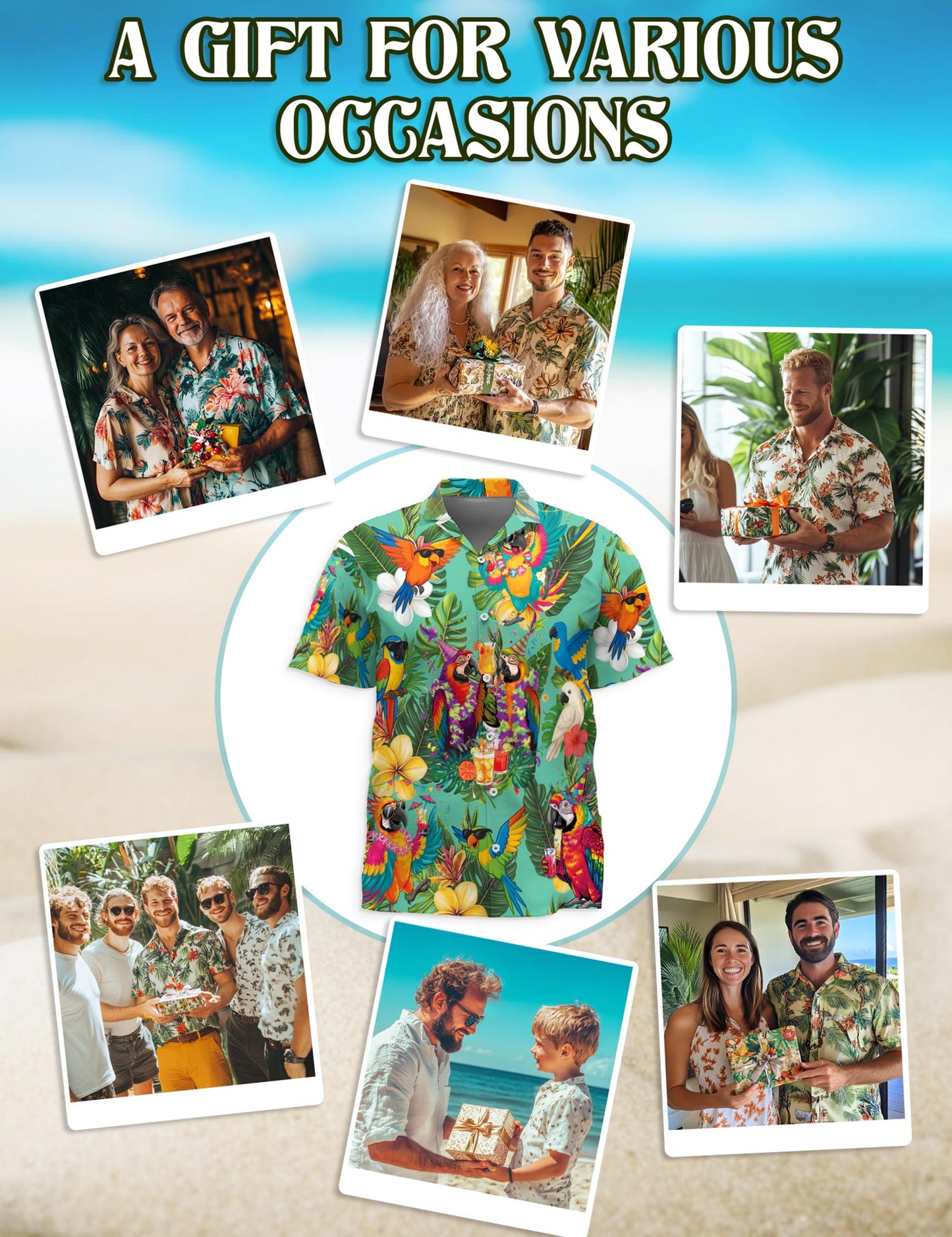 Parrots Hawaiian Shirt for Men, Button Down Aloha Shirt - Azhawaiian