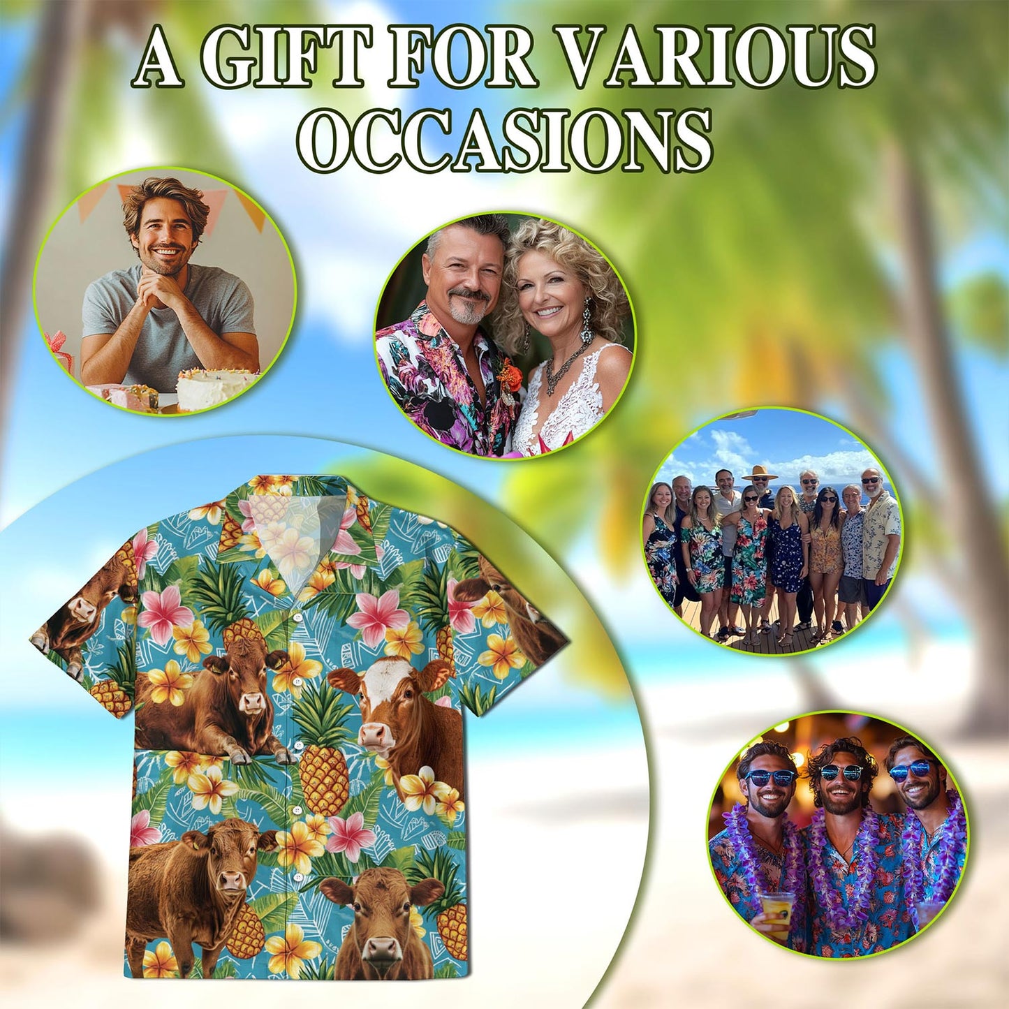 Red Angus Cattle Pineapple Hawaiian Shirt for Men, Button Down Aloha Shirt - Azhawaiian