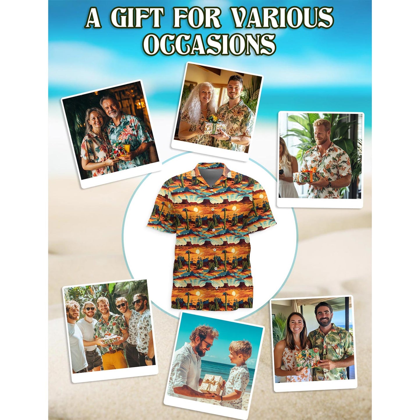 Retro Desert Hawaiian Shirt for Men, Button Down Aloha Shirt - Azhawaiian