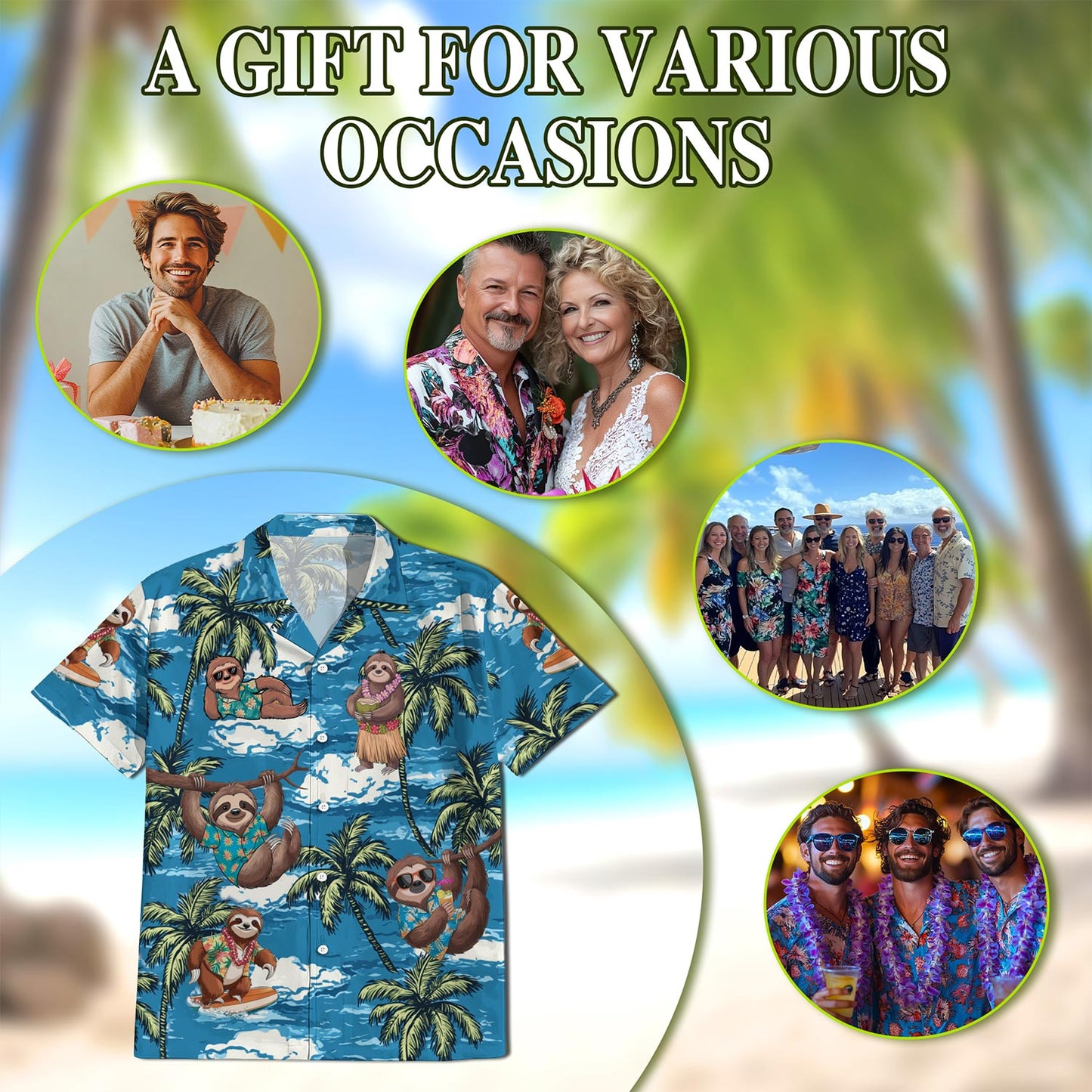 Sloth Ocean Hawaiian Shirt for Men, Button Down Aloha Shirt - Azhawaiian