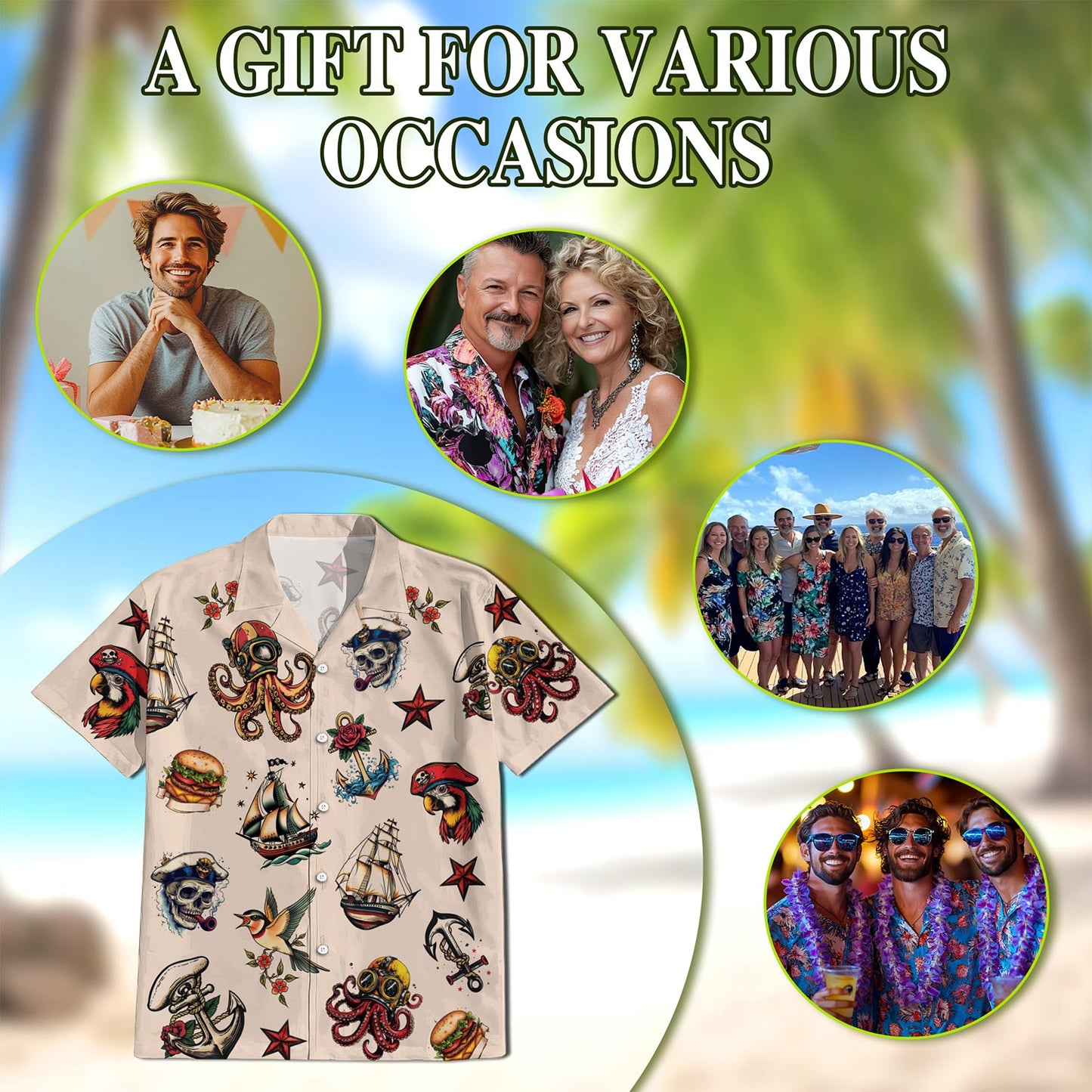 Summer Tattoos Hawaiian Shirt for Men, Button Down Aloha Shirt - Azhawaiian