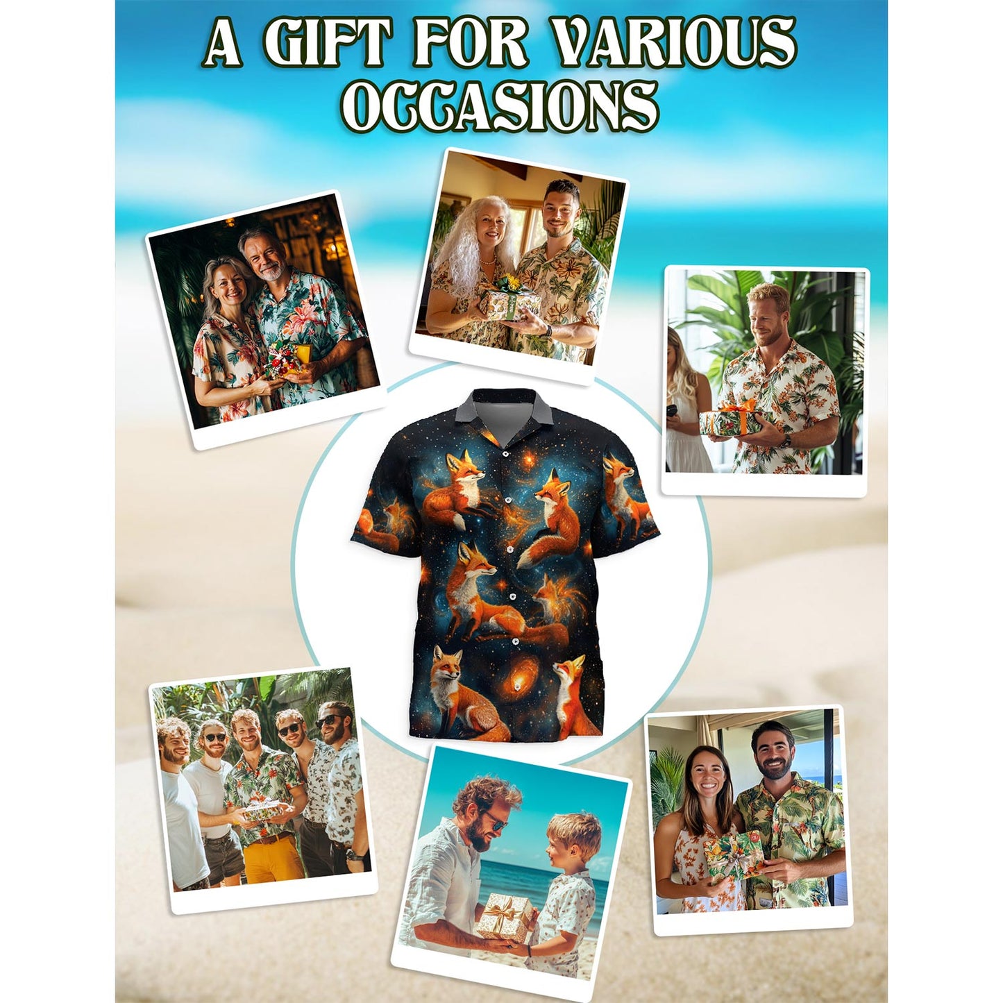 The Fox In The Starlight Hawaiian Shirt for Men, Button Down Aloha Shirt - Azhawaiian