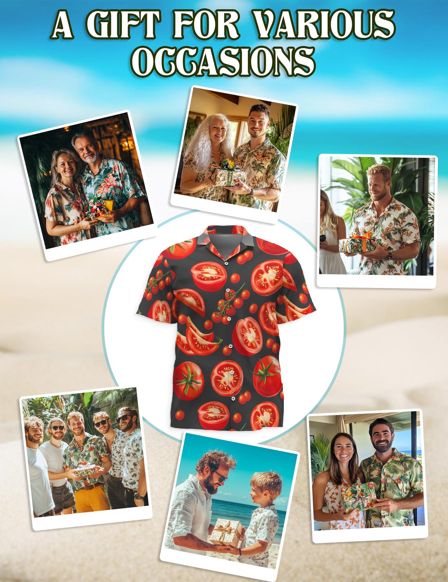 Tomato Hawaiian Shirt for Men, Button Down Aloha Shirt - Azhawaiian