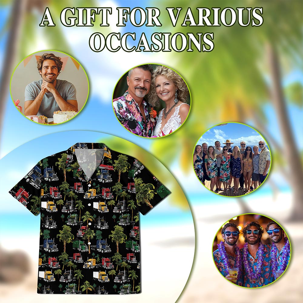 Tropical Truck Hawaiian Shirt for Men, Button Down Aloha Shirt - Azhawaiian