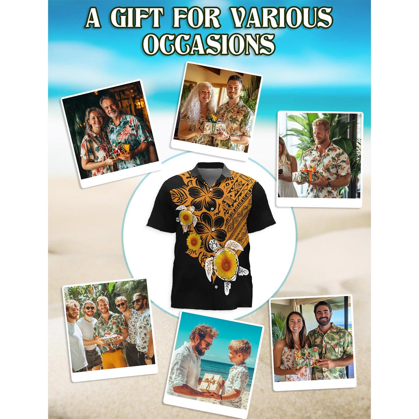 Turtle Hawaiian Shirt for Men, Button Down Aloha Shirt - Azhawaiian