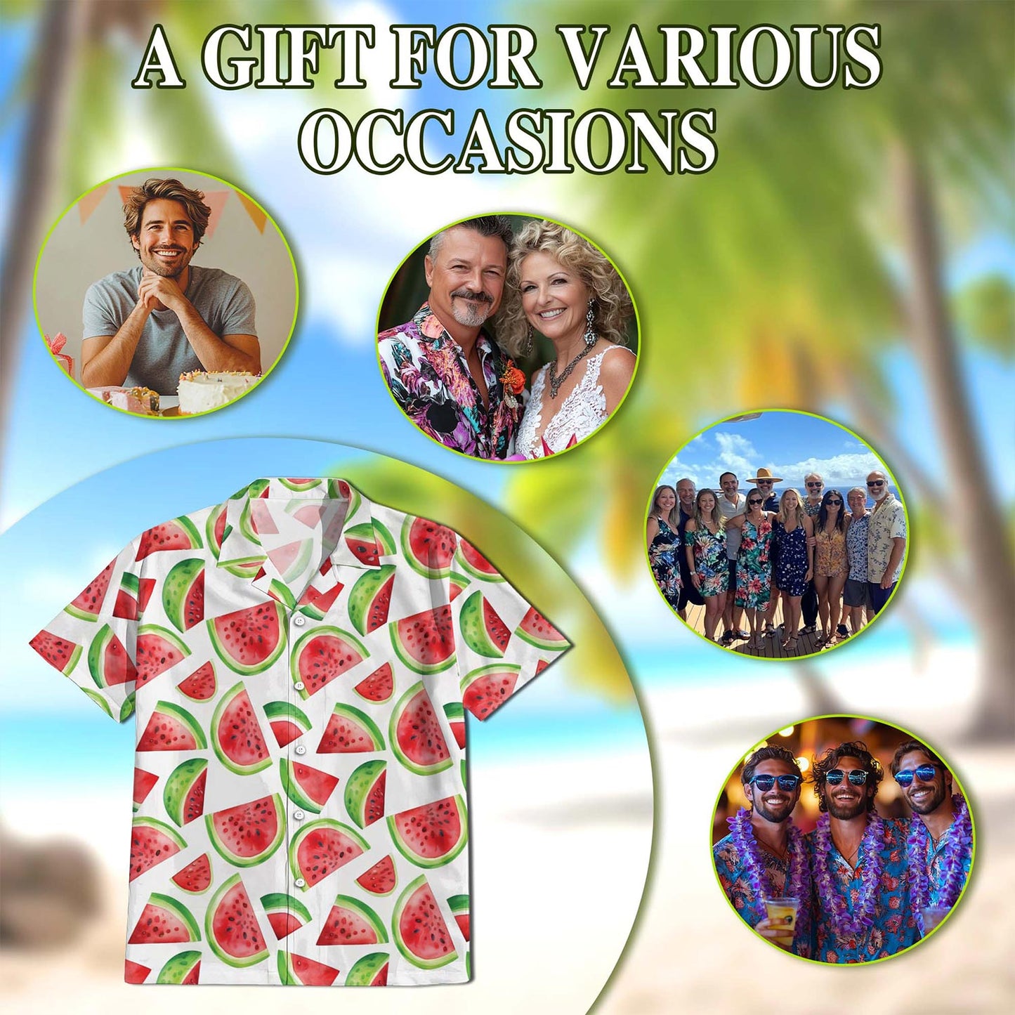 Water Melon Hawaiian Shirt for Men, Button Down Aloha Shirt - Azhawaiian