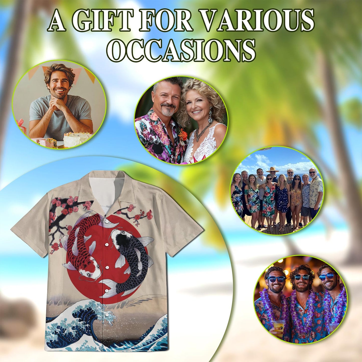 Yin Yang Koi Fish Hawaiian Shirt for Men, Button Down Aloha Shirt - Azhawaiian