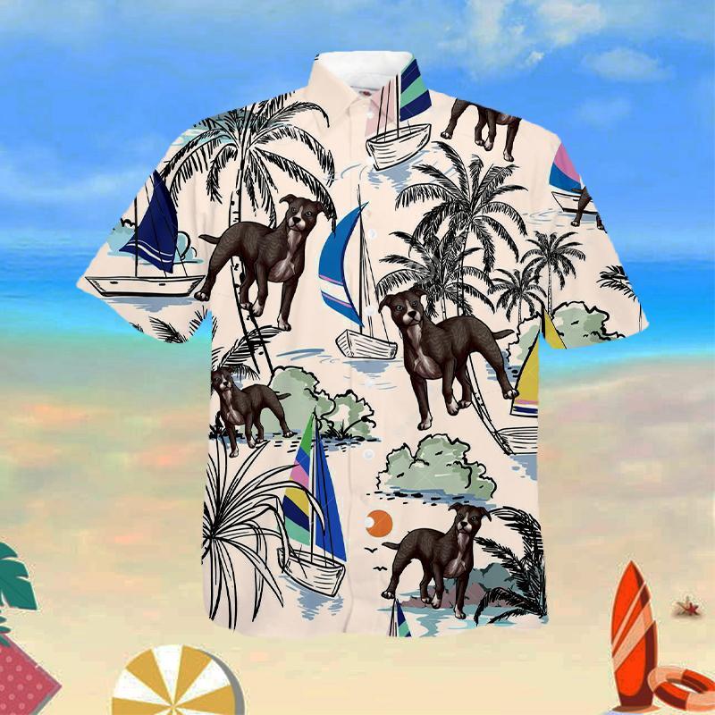 Pitbull Terrier Summer Beach Hawaiian Shirt