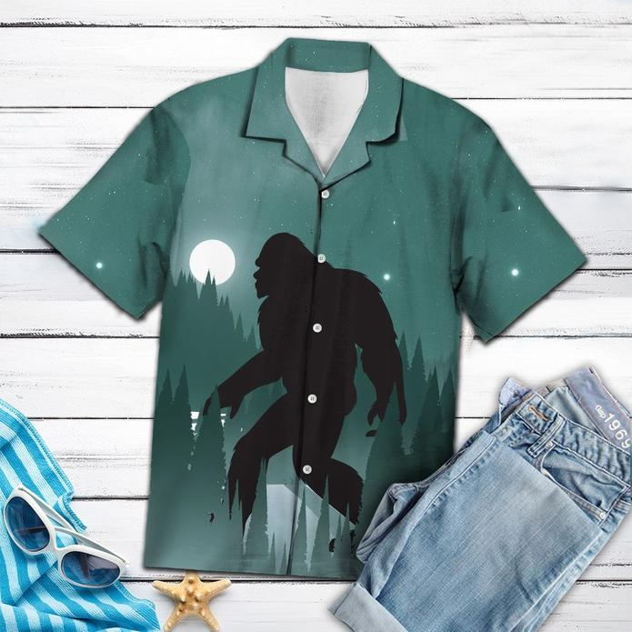 Bigfoot Mountain Cool Night Tropical Polyester Hawaiian Shirt