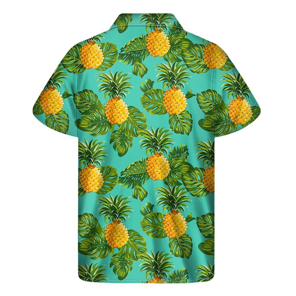 Palm Leaf Pineapple Pattern Print Mens Short Sleeve Shirt Hawaiian