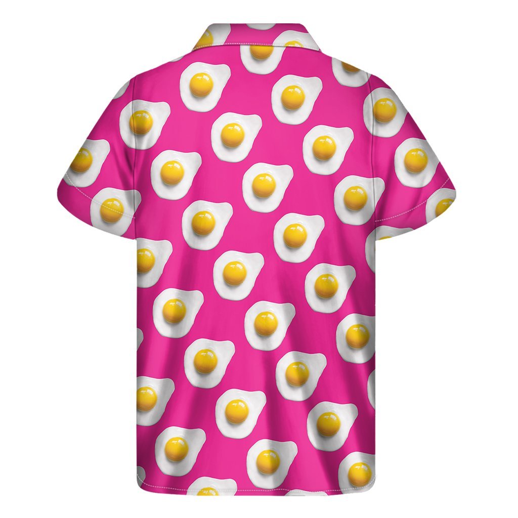 Pink Fried Eggs Pattern Print Mens Short Sleeve Shirt Hawaiian