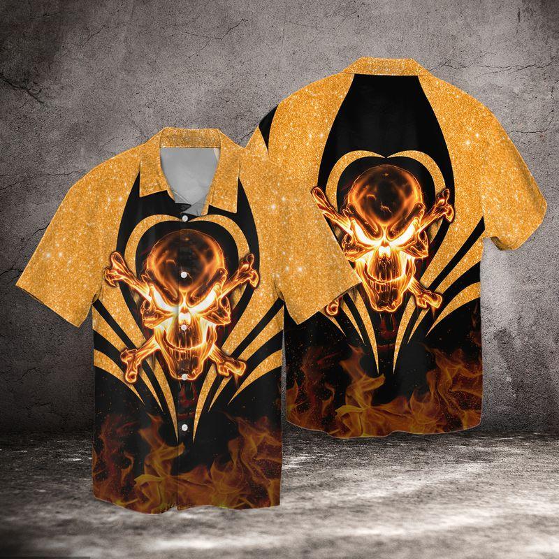 Skull Hell Fire Lover 3D Full Print Hawaiian Shirt