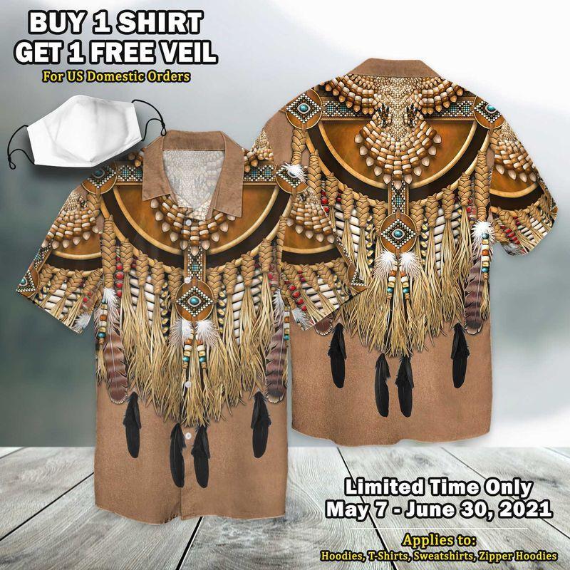 Native Pattern Brown 3D Full Print Hawaiian Shirt