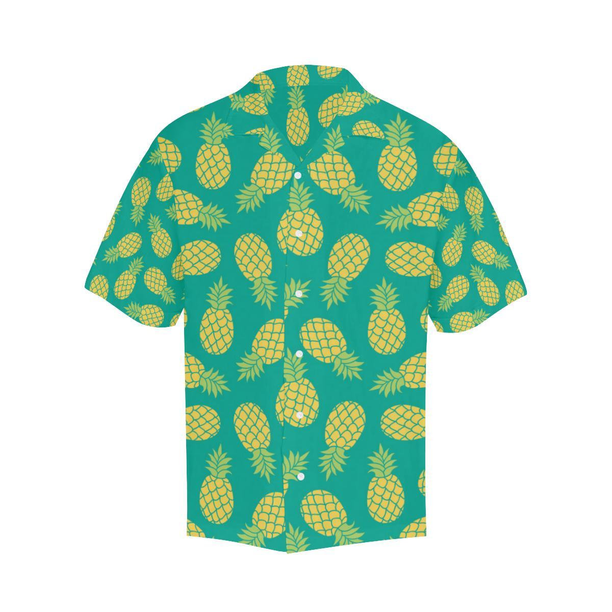 Pineapples Pattern Green Background Mens All Over Print Hawaiian Shirt