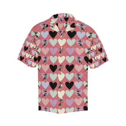 Chihuahua Heart Pink Pattern Mens All Over Print Hawaiian Shirt