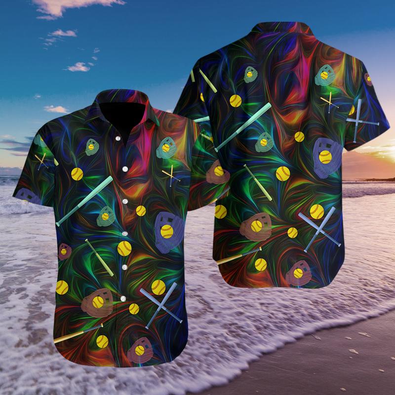 Softball Colorful Light Hawaiian Aloha Shirts #119h