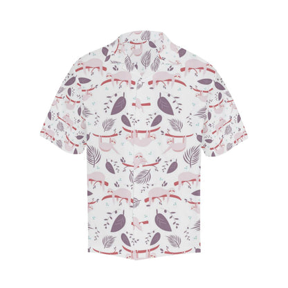 Sloth Leaves Pattern Mens All Over Print Hawaiian Shirt