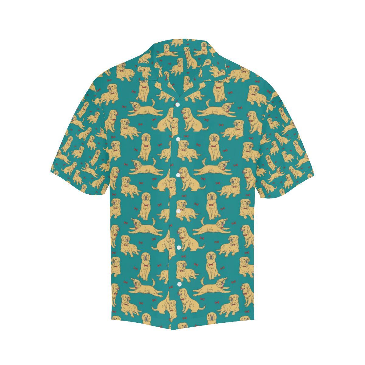 Golden Retriever Pattern Print Design 05 Mens All Over Hawaiian Shirt