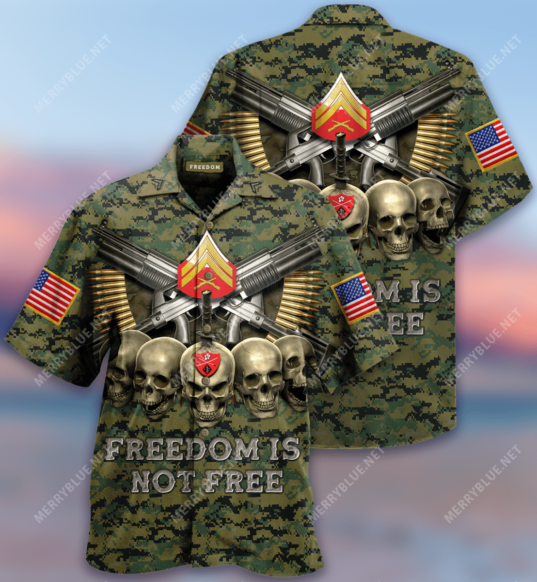 Freedom Is Not Free camo Soldiers Hawaiian Aloha Shirts #V