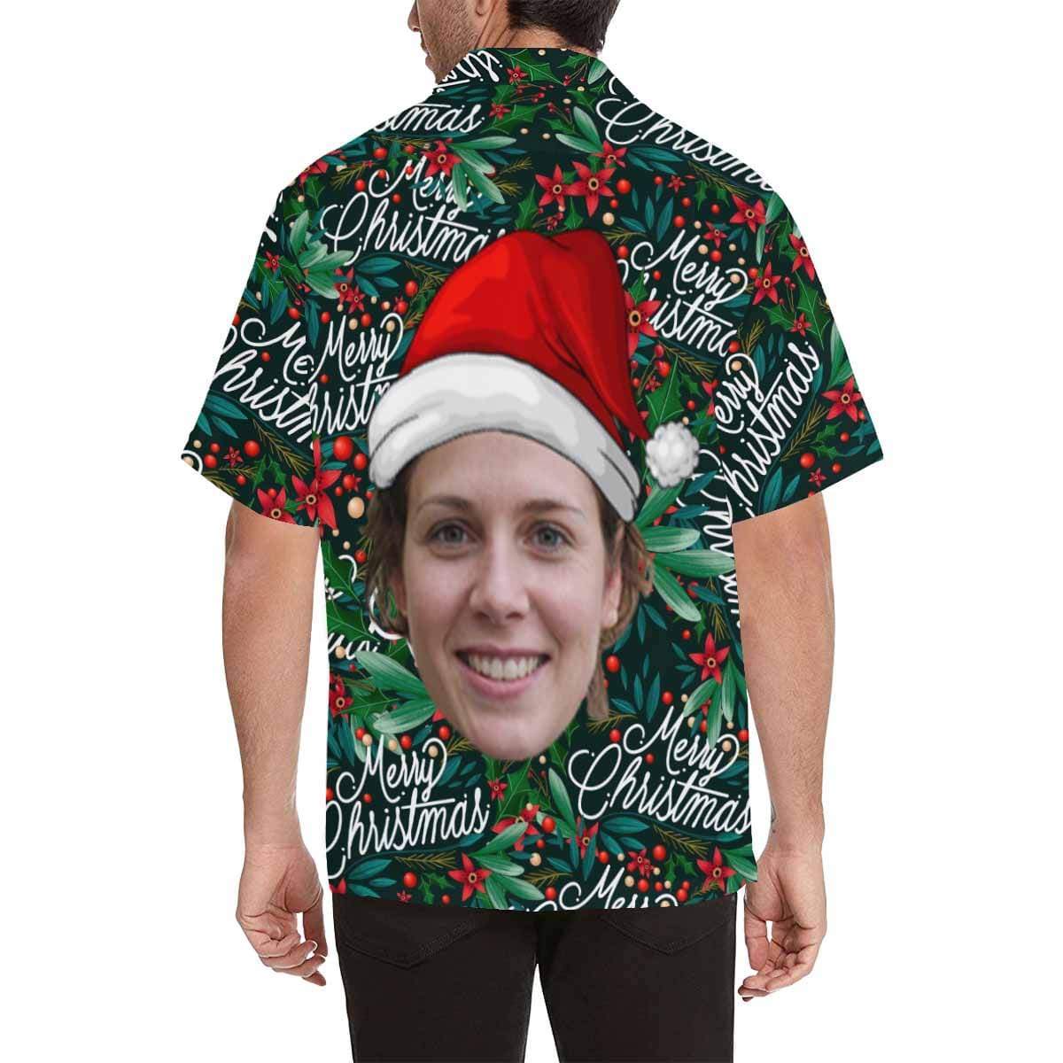 Custom Face Merry Christmas Men's Hawaiian Shirt