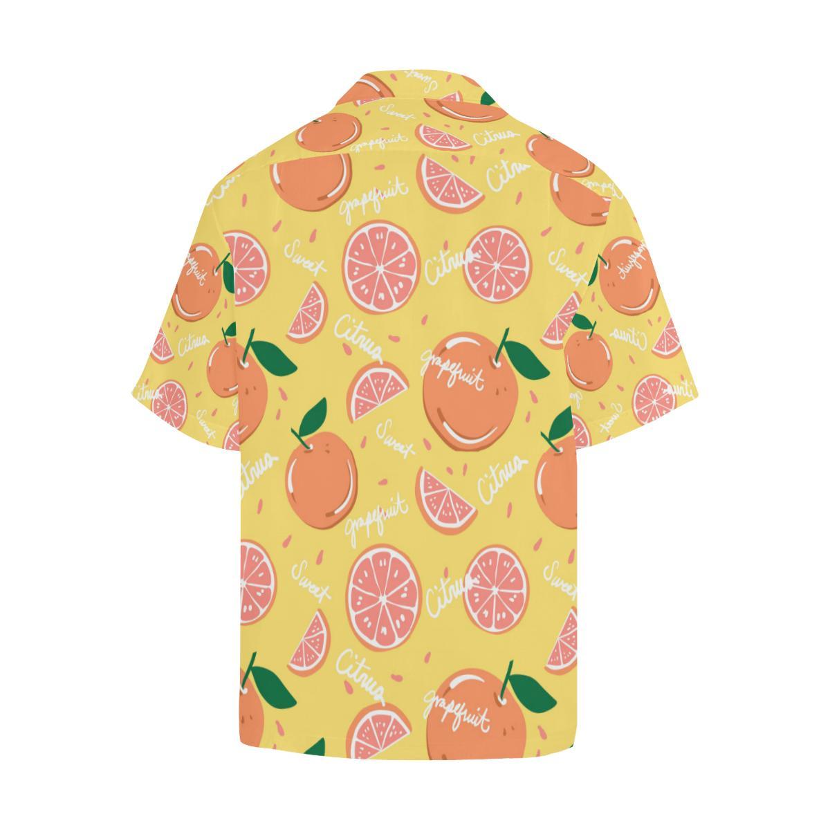Grapefruit Yellow Background Mens All Over Print Hawaiian Shirt