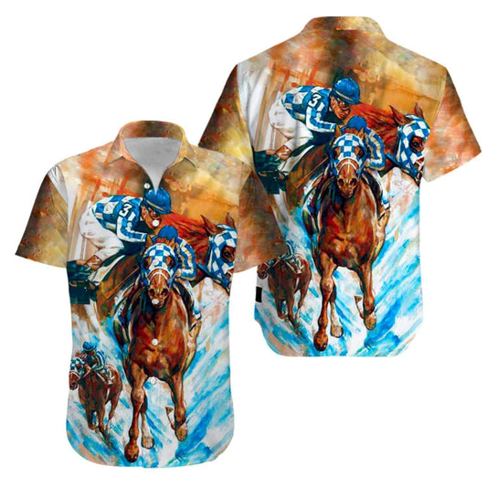 Secretariat Horse Racing Art Hawaiian Aloha Shirts 