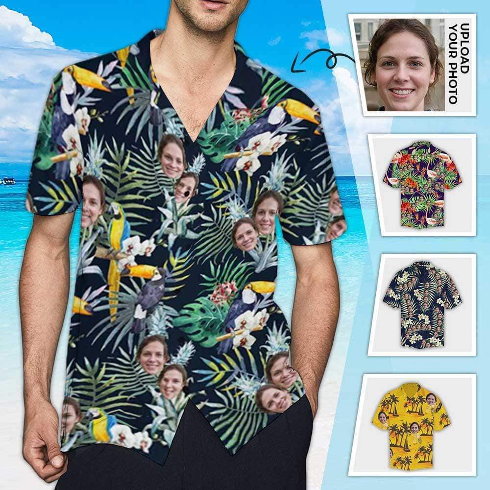 Personalised Christmas Shirts Australia Best Couple Gift Custom Face Flower Parrot Hawaiian Shirt