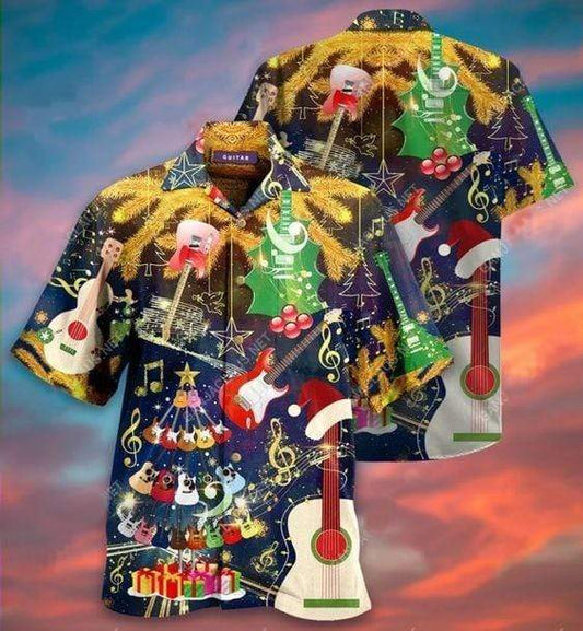 Hawaiian Aloha Shirts Guitar Christmas Tree