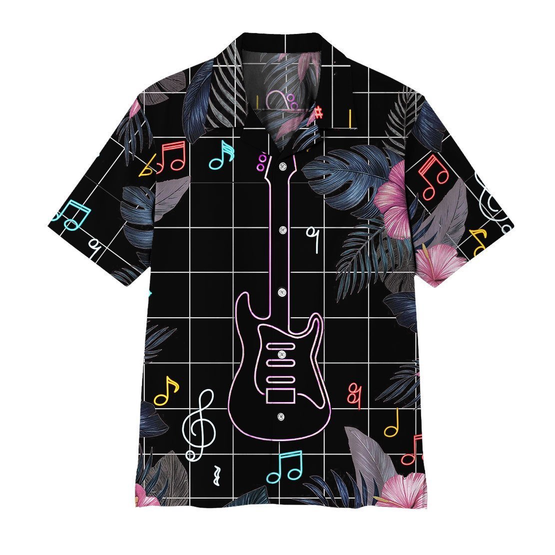  3D Neon Electric Guitar Hawaii Shirt