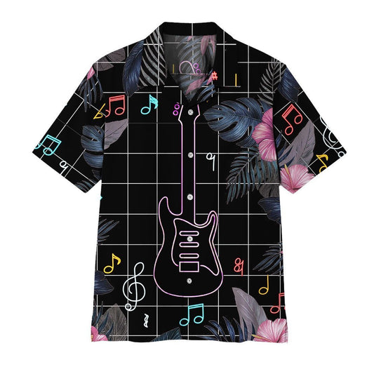  3D Neon Electric Guitar Hawaii Shirt