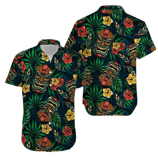 Tiki Tropical ?Leaves Aloha Hawaiian Shirts #V