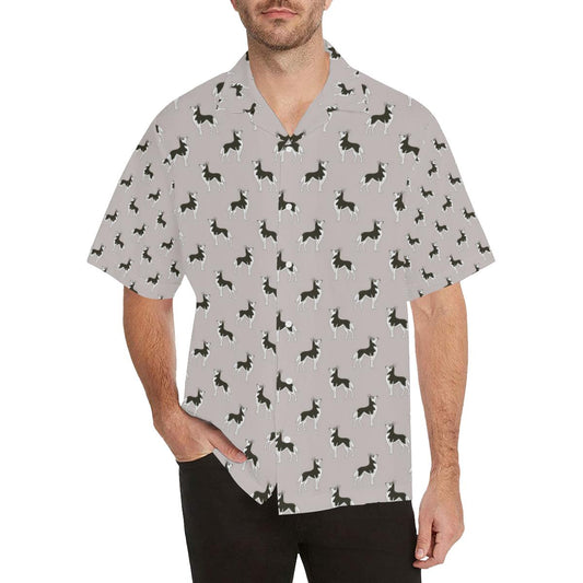 Siberian Husky Pattern Background Mens All Over Print Hawaiian Shirt