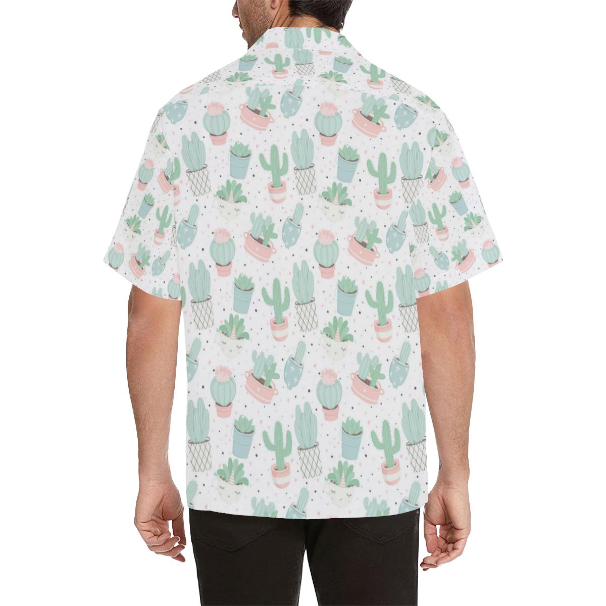 Pastel Color Cactus Pattern Mens All Over Print Hawaiian Shirt