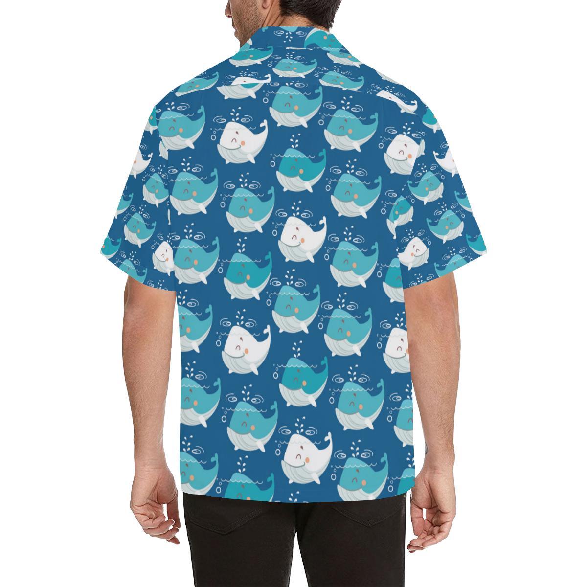 Blue Whale Pattern Print Design Hawaiian Shirt