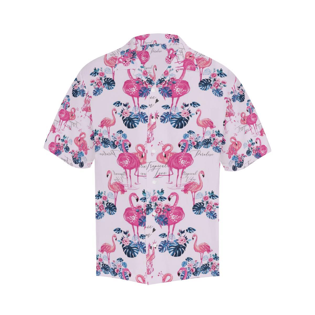 Flamingo Pink Pattern Mens All Over Print Hawaiian Shirt