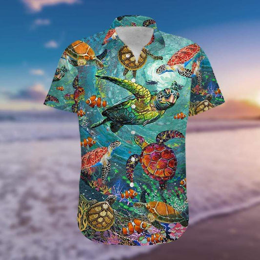 Awesome Turtle In the Ocean Hawaiian Aloha Shirts #51220h