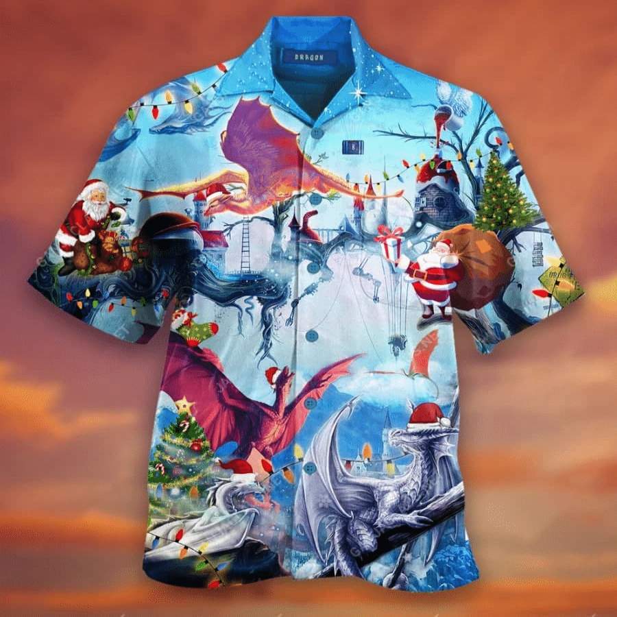 Hawaiian Aloha Shirts Christmas With Happy Dragons