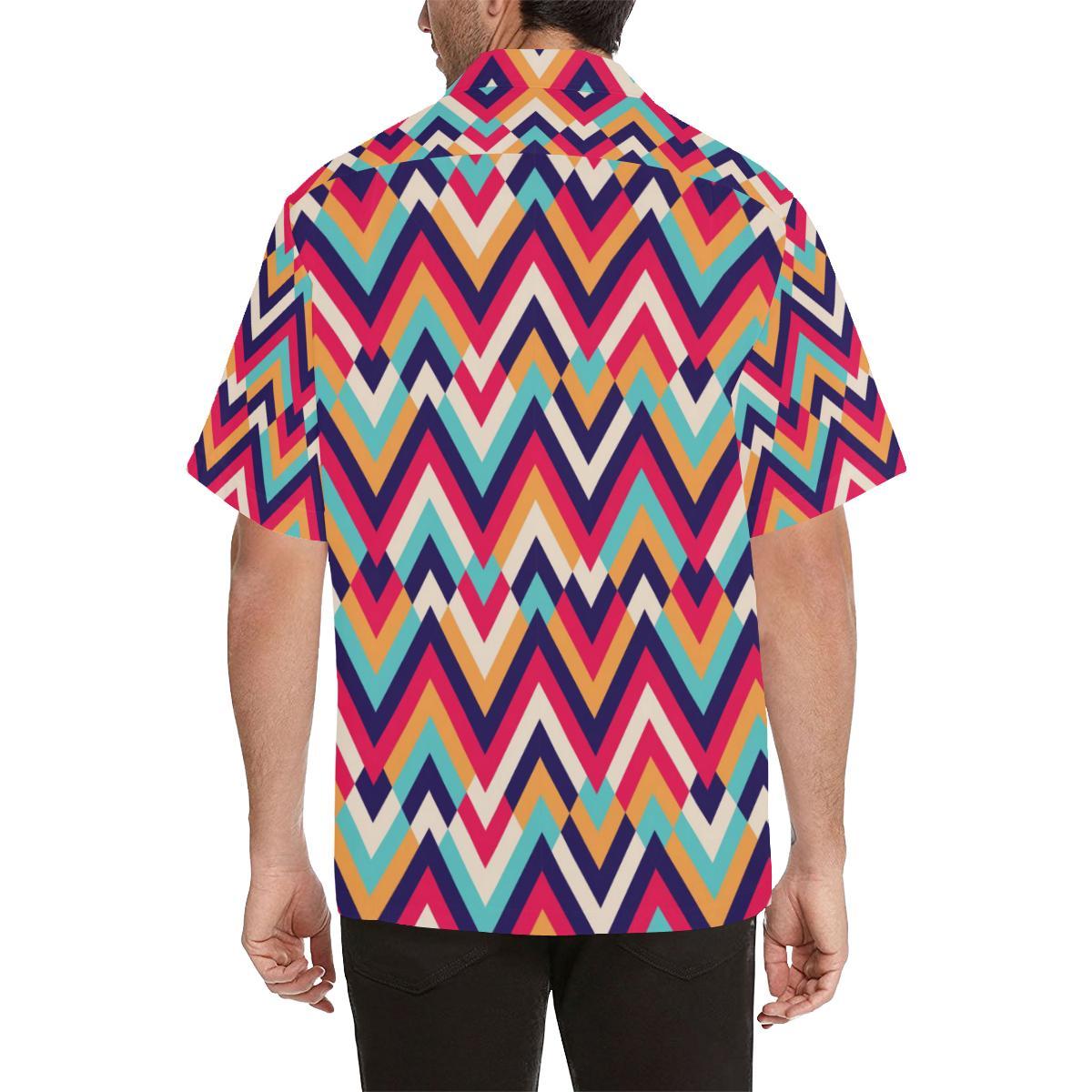 Zigzag Chevron Pattern Background Mens All Over Print Hawaiian Shirt